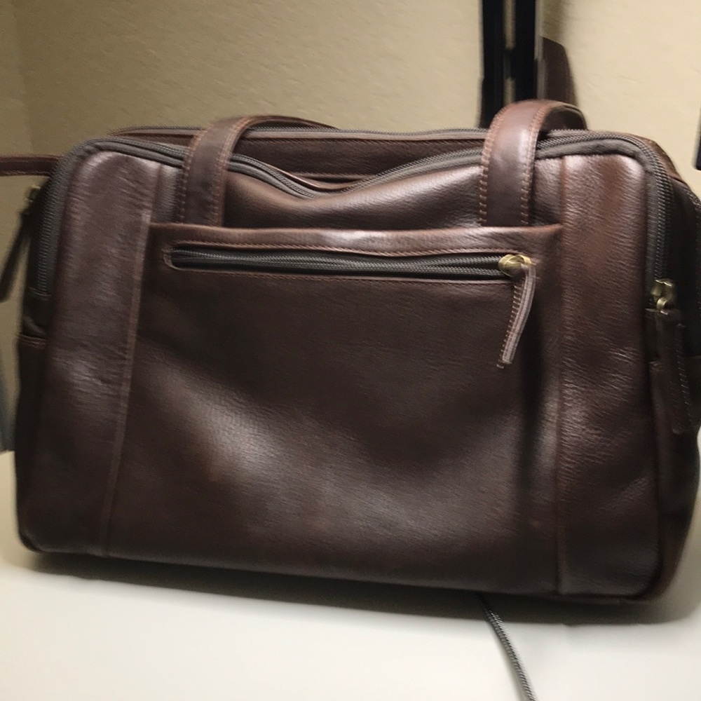 Derek Alexander leather messenger handbag